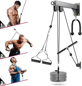 Cable Pulley System Gym LAT Pull Down Machine Cable Pulley Attachment For Home Gym Workout Equipment Fitness LAT And Lift Pulley Cable System For Weight Training Triceps Pushdown Biceps Curl