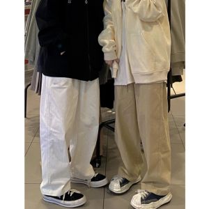 กางเกงขายาวทรงหลวมสไตล์อเมริกันสำหรับใส่ทำงาน กางเกงขายาวทรงตรงขากว้าง ทรงหลวม ทรงเข้ารูป สำหรับผู้ชายและผู้หญิง