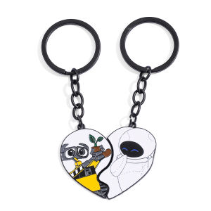 1pc,Creative Heart - Broken Splicing WALL - E IP Cartoon Keychain Couple Style Preserving the Warm Story of WALL - E and EVE