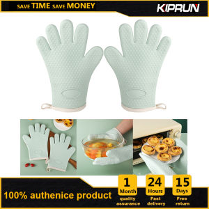 KIPRUN Oven Gloves Silicone BBQ Heat Resistant Anti-scald Household Thickened Baking Microwave Kitchen Gloves Kitchen Accessories