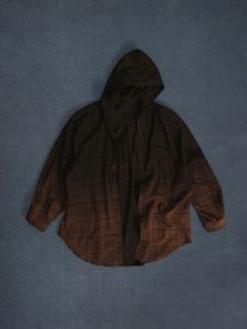 MASONPRINCE Fading Forest Tone Micro Flocking Gradient Shirt Style Loose Outerwear Autumn Top Youth Casual Long Sleeve Button up