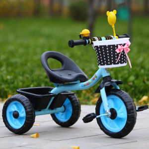 Childrens Trike Bike Baby Push Car Toddler Tricycle Toy with Storage Basket Metal Constructed for Ages 1-3 Years Boy Girl