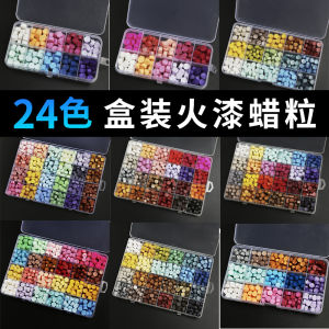 Dragon Run Color Fire Seal Wax Granules Retro Mixed Color Pearlescent Macaron Semi-transparent White Sealing Wax Granules Box of 24 for Beginners Affordable Set