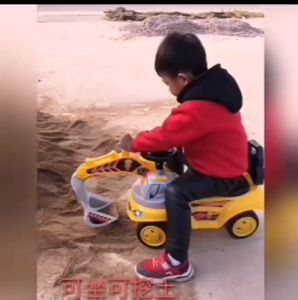 Childrens excavator can sit and ride toy engineering vehicle large music scooter excavator new