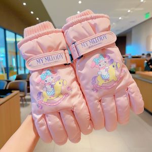 Ready Stock Childrens Ski Gloves Sanrio Warm Gloves Winter 1-12 Years Old Student Cartoon Cotton Gloves Big Kids Fleece Warm Play Snow Gloves Outdoor Windproof Waterproof Gloves Split Finger
