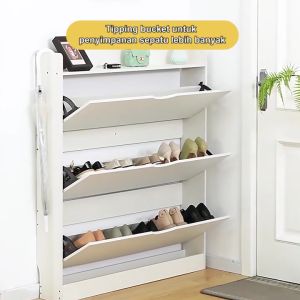 【📍Surabaya】Rak Sepatu Kayu Penyimpanan Minimalis Lemari Rak Sepatu Kayu Dengan Rak Serbaguna Rak Sepatu Dinding