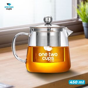 Teko kaca tahan panas pitcher teko saringan teh stainles teko infuser