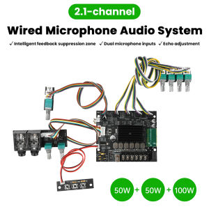 2.1-Channel Bluetooth Amplifier Board 50W+50W+100W DC 12-24V Audio Power Amplifier Module MT21S Leaded Version TPA3116D2*2 Chip
