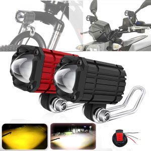 Xe máy phụ trợ đèn trắng vàng đèn pha LED Đèn lái xe đi sương mù cho offroad xe Đèn xe đạp