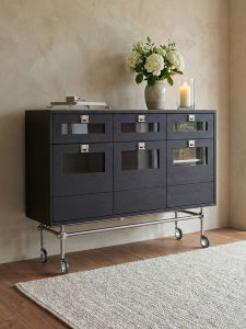 Tủ Di Động Bauhaus Phong Cách Minimalist Gỗ Thép Không Gỉ Kính
