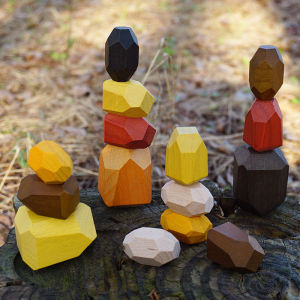 Creative Colorful Wooden Irregular Shaped Building Blocks Childrens Open Play Toy Display Piece 3 Years And above