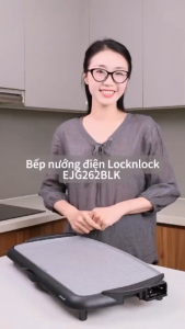 Bếp Nướng Điện LocknLock Electric Grill Pan EJG262BLK 2000W Hàng Chính Hãng Có Tay Cầm