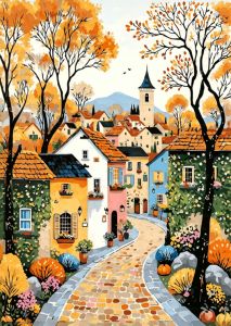 Kayou | Large Size Jigsaw Puzzle 500/1000/1200/2000 Pcs Autumn Town Lane Jigsaw Puzzles for Adults Stress Relief Toys Gift