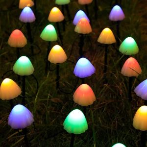 10 LED Solar Mushroom Lights Outdoor Waterproof Decorative Street Lights for Lawn Garden Patio Christmas Holiday Decoration