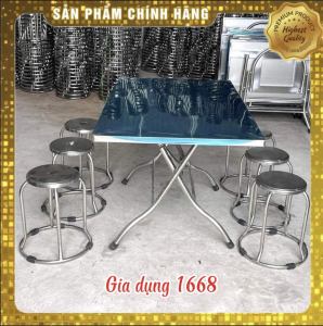 (🔥Rẻ vô địch🔥) Bộ bàn ghế inox chữ nhật gấp gọn