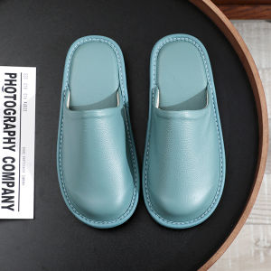 High-End Leather Slippers Indoor Home Anti-Slip Soft Bottom Breathable Odorless Footwear Spring Autumn Four Seasons Men Women