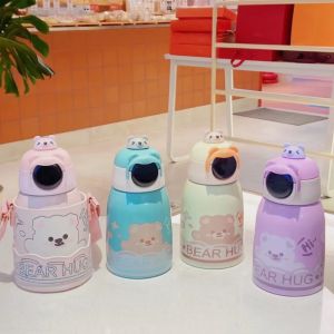 Termos Tumblr Anak dengan Display Suhu Termos 2in1 Stainless Steel Botol Minum Karakter Beruang Hug