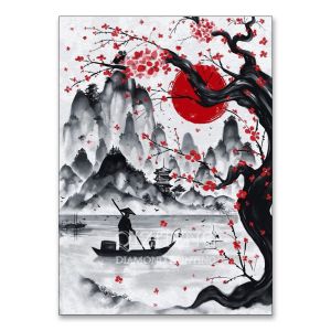 5D Diamond Painting Japanese Landscape Ink Painting Full Diamond Mosaic Rhinestone Embroidery Sakura Art Cross Stitch Home Decor