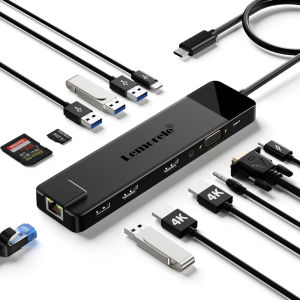 Hub USB C 13 Trong 1 Lemorele TC100 Dành Cho MacBook Hỗ Trợ HDMI 4K USB 3.0 5Gbps PD 100W Ethernet SD/TF VGA Âm Thanh - Cắm Là Chạy