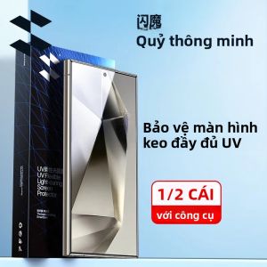 SmartDevil UV Full Keo Dán Bảo Vệ Màn Hình Trong Cho Samsung S25 Ultra S24 Ultra - 1/2 Chiếc Phim Mềm Chống Vân Tay HD Với Khung Lắp Đặt Dễ Dàng