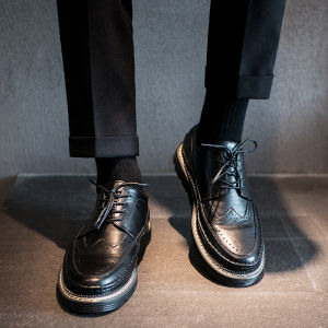 Leather Mens Shoes Autumn Winter Breathable Casual Brogue Carving Fashion Business British Style Leather Shoes for Men