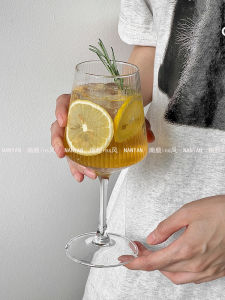 Creative Vertical Stripe Glass Cup Ins High Aesthetic Value Cocktail Champagne Red Wine Glass Home Use Wine Glass