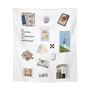 VIKAMA Cow Collage Style Simple Tapestry Ins Korean Niche Collage Poster Background Cloth Wall Decoration Room Decoration