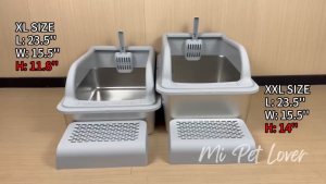 【Mi Pet Lover】Extra Large Stainless Steel Cat Litter Box with High Sided Lid Cat Litter Box