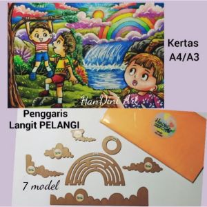 Penggaris Langit Pelangi HanDini Art Cetakan Akrilik Bening 2mm Peralatan Menggambar