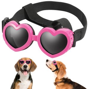 Dog Sunglasses Goggles UV Protection With Adjustable Straps Dog Heart Shape Anti-Fog Sunglasses Eye Wear Protection Suitable for Puppy Sunglasses