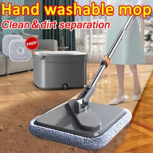 XIAOMI Clean & Dirty Water Separation Spin Mop Set Spinner Mop Flat Mop Round Head Floor Cleaner Lazy Mop Lantai Mop 拖把