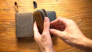 Ví Đựng Thẻ Nam Nhiều Ngăn 11 Khe Cắm Thẻ Chất Liệu Da Bò Sáp Có Khoá Kéo Đựng Thẻ An Toàn