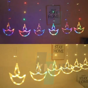 🪔Diwali Diya Lights 4M 6 Hanging Curtain Deepavali Lights Plug 8Modes Waterproof Light For Diwali Deepavali Decoration