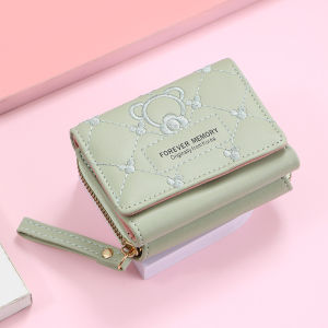 Embroider Cute Little Bear Coin Purse Student Card Holder Girls Wallet Large Capacity Multifunctional Coin Purse