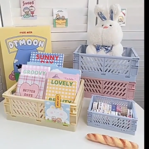 Goldstar Ins Stype Simple And Creative Multi-Color Hollow Design Foldable Storage Basket Desktop Organizer Miscellaneous Holder