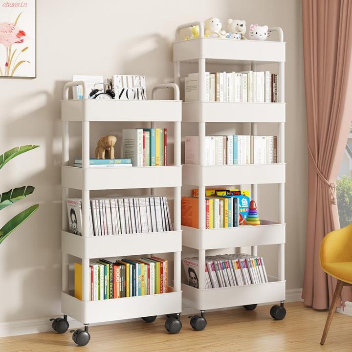 underTable Bookshelf and Storage Shelf FloorStanding Trolley Movable