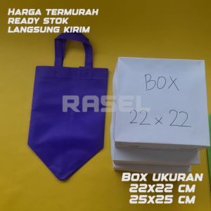 Tas Spunbond box dus nasi kue kotak 22x22 Goodie Bag Goody Kantong Polos isi 12 pcs