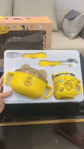 4 pcs baby tableware set baby Feeding meal Set Baby Cutlery Set 304 Stainless Steel baby bowl cup spoon fork