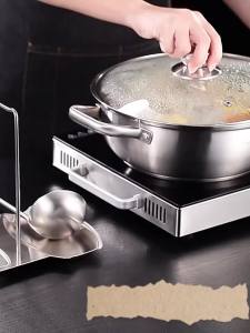 1 Cái Giá Đựng Nắp Nồi Bằng Thép Không Gỉ Có Giá Để Muỗng Súp Có Thể Tháo Rời Và Khay Thoát Nước - Phụ Kiện Bảo Quản Và Thoát Nước Trong Nhà Bếp