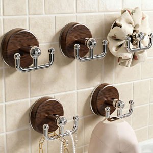 4ชิ้นลายไม้จุกดูดเหยื่อปลอมตะขอคู่ไม่ต้องเจาะตะขอแขวนผนังสำหรับห้องครัวห้องน้ำผ้าเช็ดตัวอเนกประสงค์ประหยัดพื้นที่องค์กร