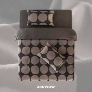 Zwow Pure Cotton Satin round Pattern Coffee Colored Bedding Set Comfortable Skin-Friendly Quilt Cover Case Included