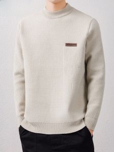 HENGYUANXIANG | Warm Fleece Lined Thickened Half High Collar Mens Knitted Sweater Inner Wear Base Layer Fashionable Urban Style Winter Top