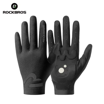 ROCKBROS ถุงมือขี่จักรยาน ถุงมือแบบเต็มนิ้วจักรยานเสือหมอบ MTB ระบายอากาศกันกระแทกสำหรับผู้ชายผู้หญิงหน้าจอสัมผัสถุงมือจักรยานยืดหยุ่น