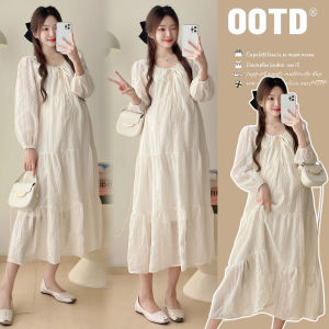 Lace Heavy Embroidery Maternity Dress Mid-length