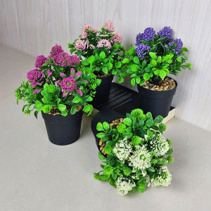 Tanaman Hias Pot Bunga Plastik Buatan Ornamen Hiasan Dekorasi Ruangan Mini Artificial Flower PBP89