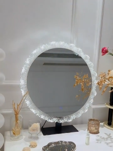 50CM Vanity Mirror Makeup Mirror 360° Rotation Touch Screen with 3-Color Lighting 360° Rotatable Dimmable for Tabletop Bedroo