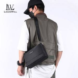 LouisWill กระเป๋าผู้ชายกระเป๋าคาดหน้าอกกระเป๋าสะพายไหล่กระเป๋าครอสบอดี้กระเป๋าเอกสารแบบสบายๆสไตล์ธุรกิจหนังความจุขนาดใหญ่นุ่มกระเป๋าสะพายกระเป๋าลำลองกีฬาสตรีทท่องเที่ยวกลางแจ้ง