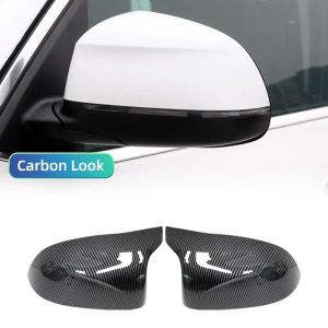 Auto Car Rear View Side Mirror Cover Trim for BMW F25 X3 F26 X4 F15 X5 F16 X6 2014 2015-2018 Bright black Carbon Fiber Style