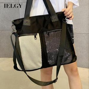 IELGY Womens bag One shoulder Casual Mesh Contrast color White Zipper Crossbody Mobile phone All-match