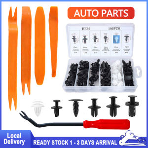 100pcs Car Clip Car Fastener Car Bumper Clips Rivet Door Panel Retainer Trim Kit Mixed Auto Fastener Clip Car Push Pin Rivet Klip Kereta Klip Kereta